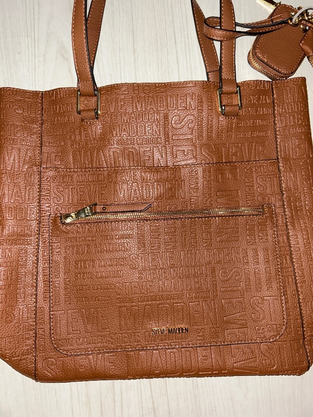 Steve Madden Chocolate Brown logo embossed tote
